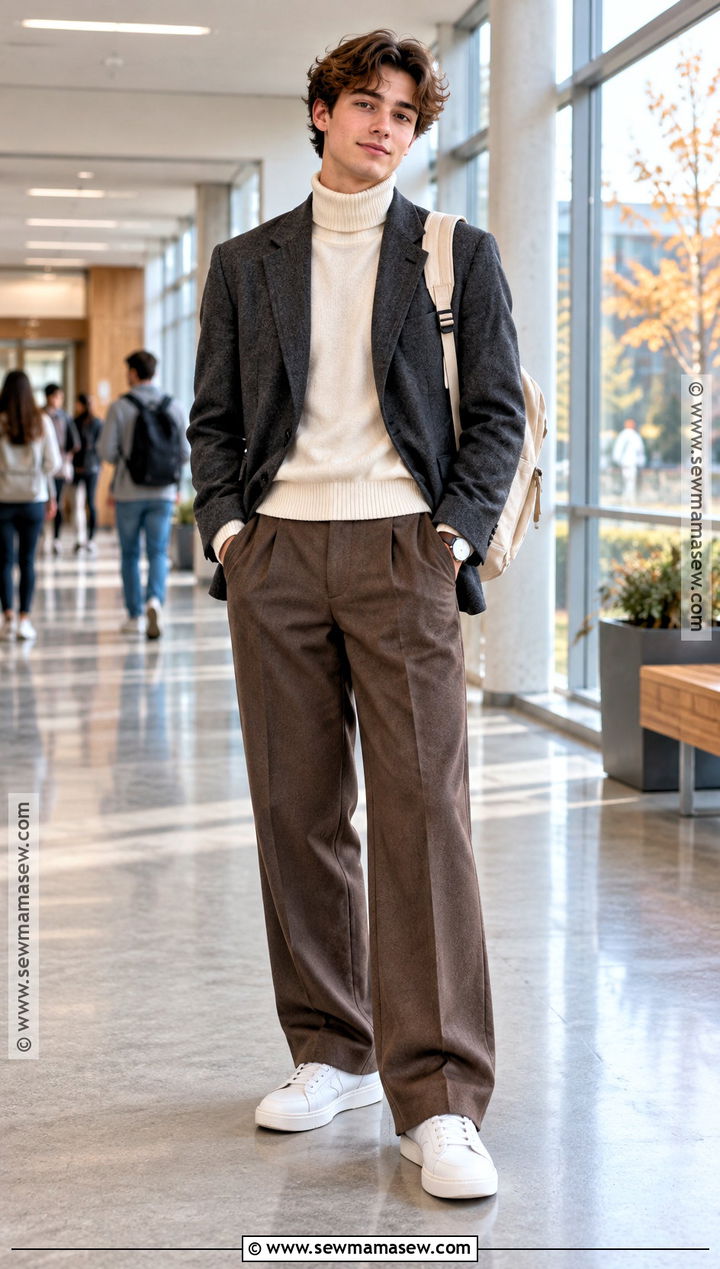 Blazer Turtleneck And Tailored Trousers School Outfit - 25 autumn outfits school