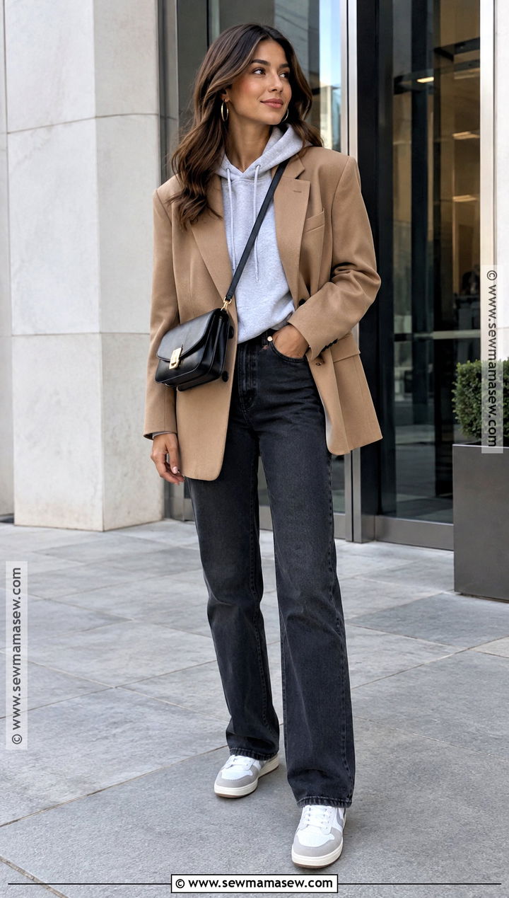 Blazer With Hoodie And Straight Jeans - 30 comfy fall outfits