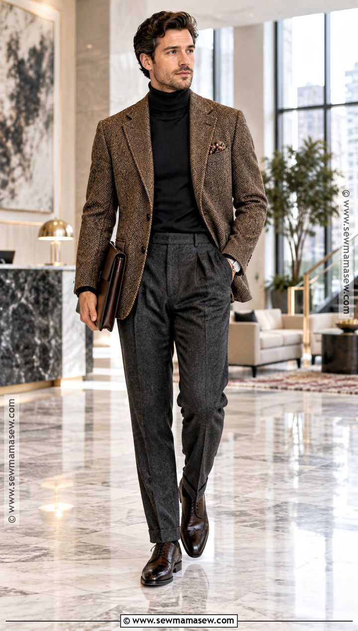 Blazer With Roll Neck And Wool Pants - 20 fall winter outfits for men