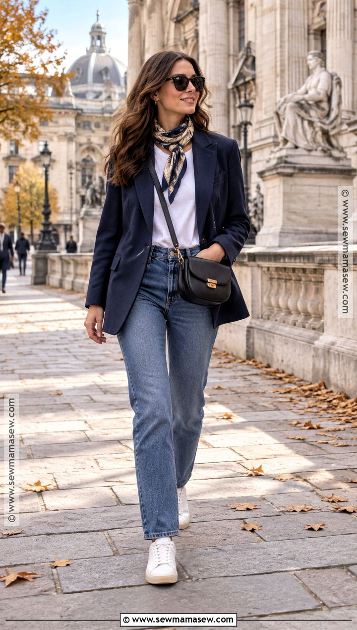 Blazer With T Shirt And Jeans - 20 fall europe outfits travel wardrobe