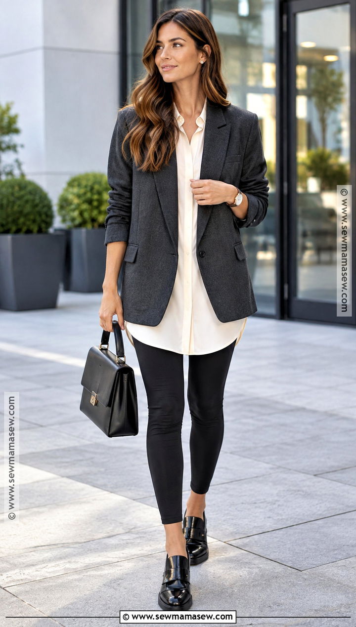 Blazer With Tunic Top And Leggings - 15 casual autumn outfits leggings