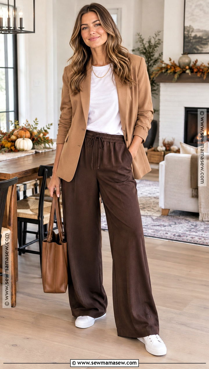 Blazer and Drawstring Trousers Thanksgiving Outfit - 25 Chill Thanksgiving Outfits