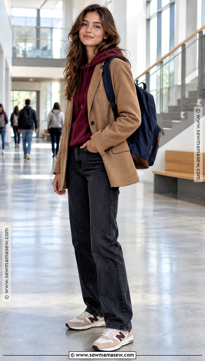 Blazer and Hoodie School Outfit - 15 fall winter outfits school