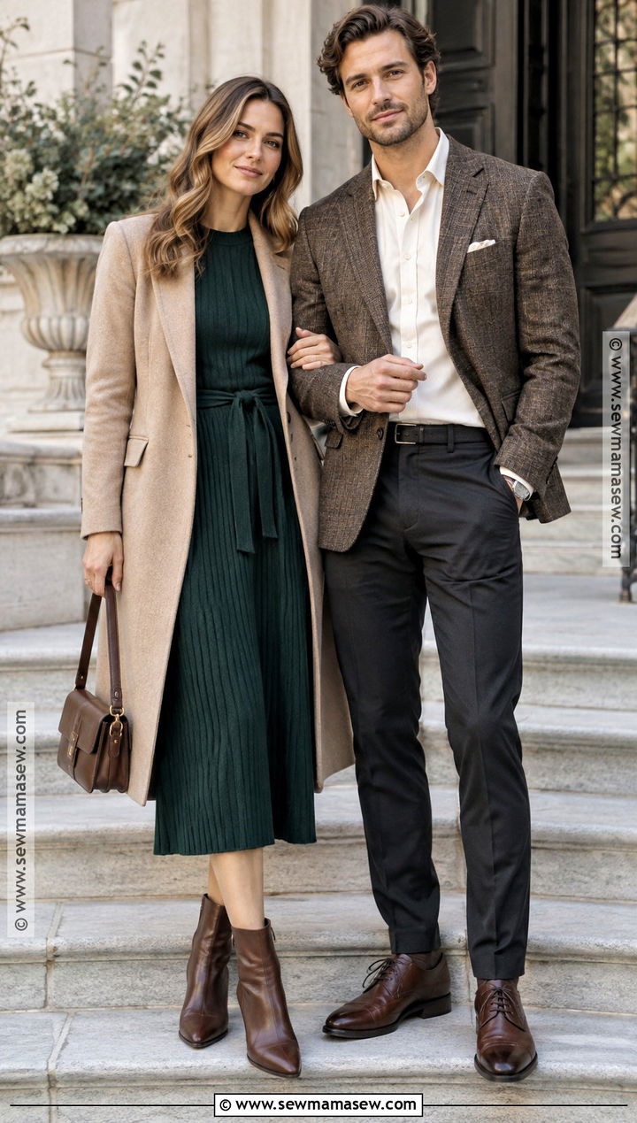 Blazer and Midi Dress Fall Couple Outfit - 15 fall couple pics outfits