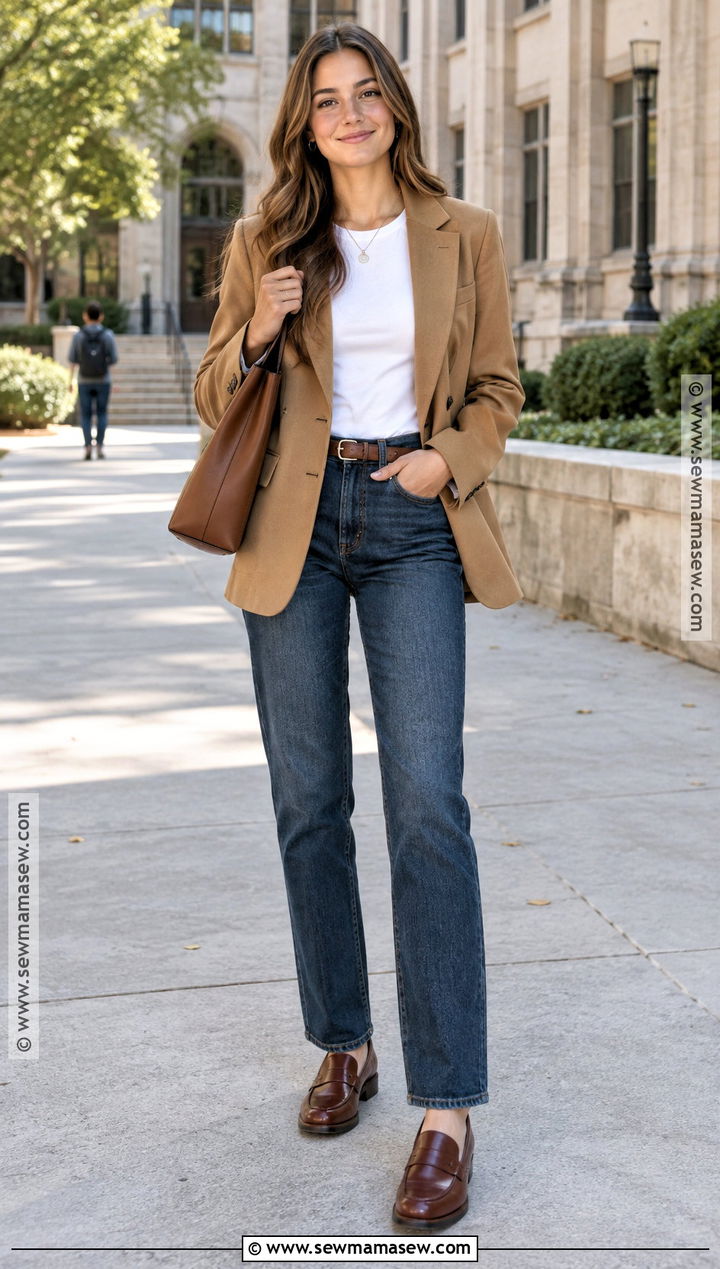 Blazer and Straight Leg Jeans Back to School Outfit - 15 elegant back to school outfits