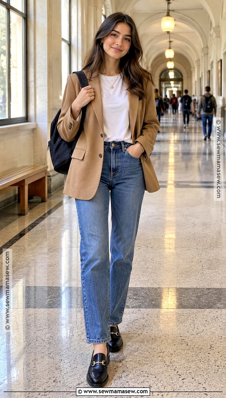 Blazer and T Shirt Fall School Outfit - 15 easy fall school outfits
