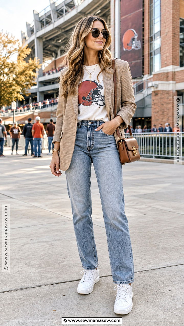 Blazer and Vintage Team Tee Gameday Outfit - 20 fall gameday outfit ideas