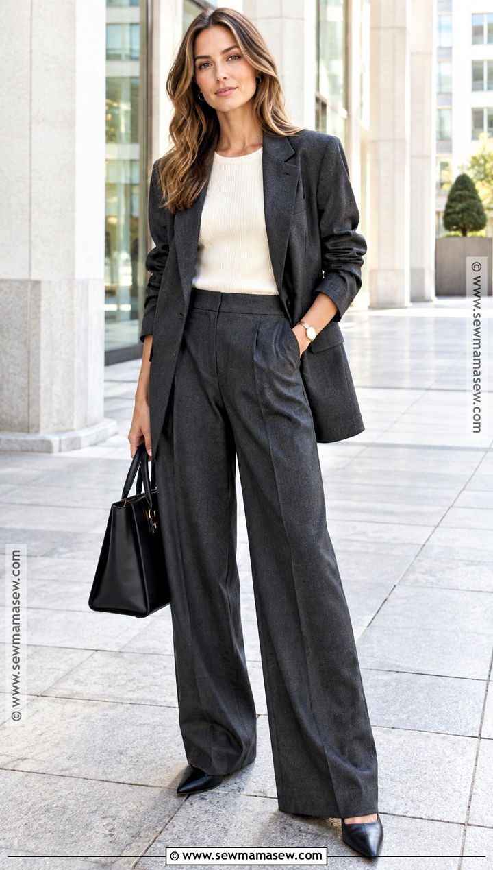 Blazer and Wide Leg Trousers Fall Outfit - 15 fall looks for women outfit ideas 2026