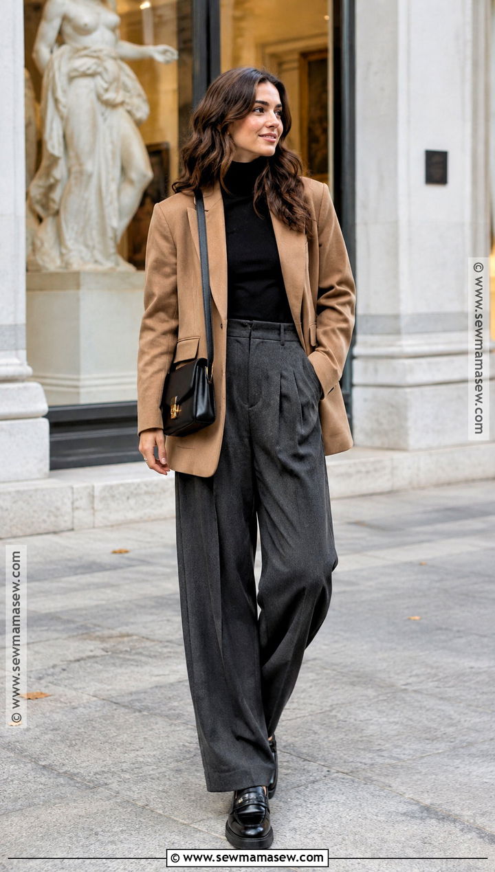Blazer and Wide Leg Trousers Outfit for Europe in Fall - 20 europe in the fall outfits