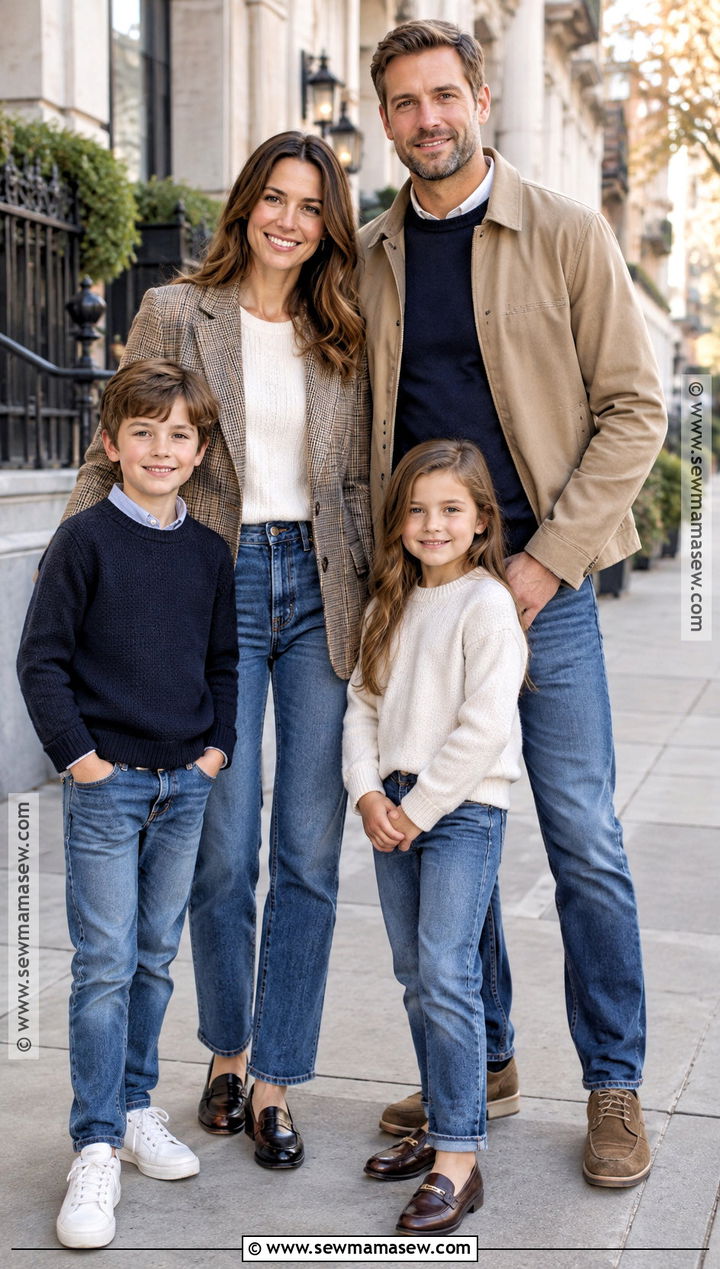 Blazers With Straight Jeans For Fall Family Photos - 20 fall family photos jeans