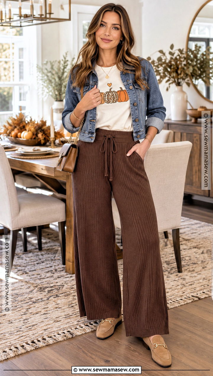 Blessed Mama Shirt With Wide Leg Pants - 15 mama thanksgiving shirt ideas
