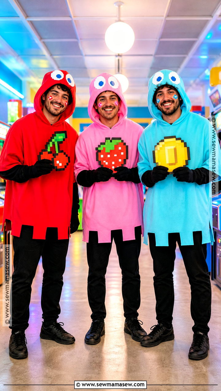 Blinky Pinky And Inky Arcade Ghost Trio Costume - 30 Trio Halloween Costumes for Men