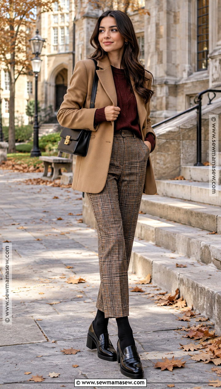 Block Heel Loafers With Plaid Trousers - 15 Fashion Trends 2026 Fall Winter Shoes