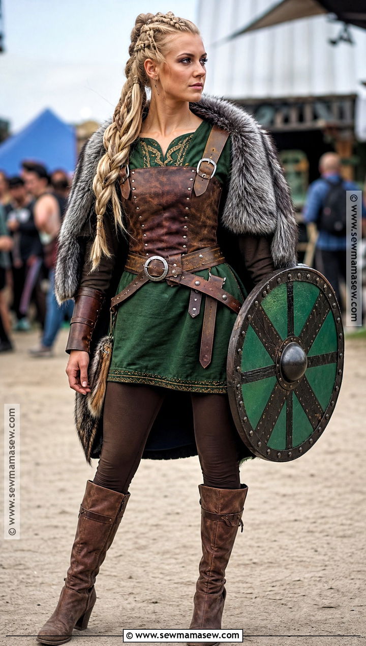 Blonde Braided Viking Woman Costume - 30 viking warrior woman costumes