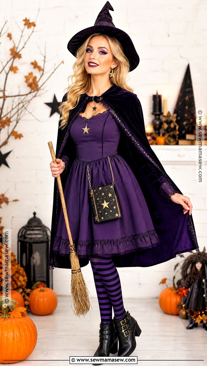 Blonde Witch Purple Dress Costume - 30 blonde hair costumes