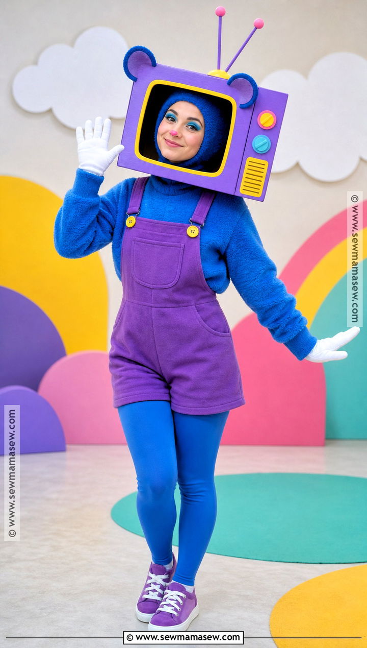 Bloofy Costume With Purple Overalls - 30 Inside Out Characters Costumes
