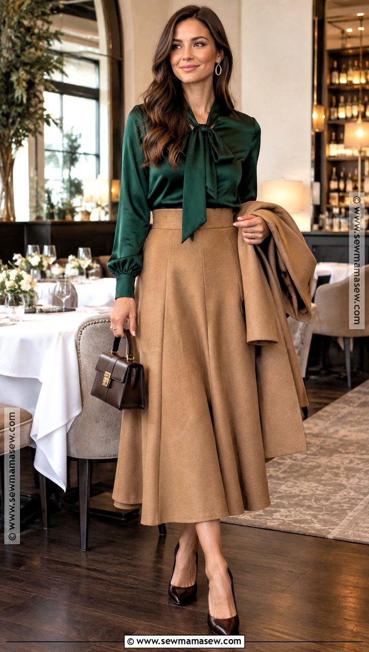 Blouse And Midi Skirt Fall Bridal Shower Outfit - 20 fall bridal shower outfit ideas
