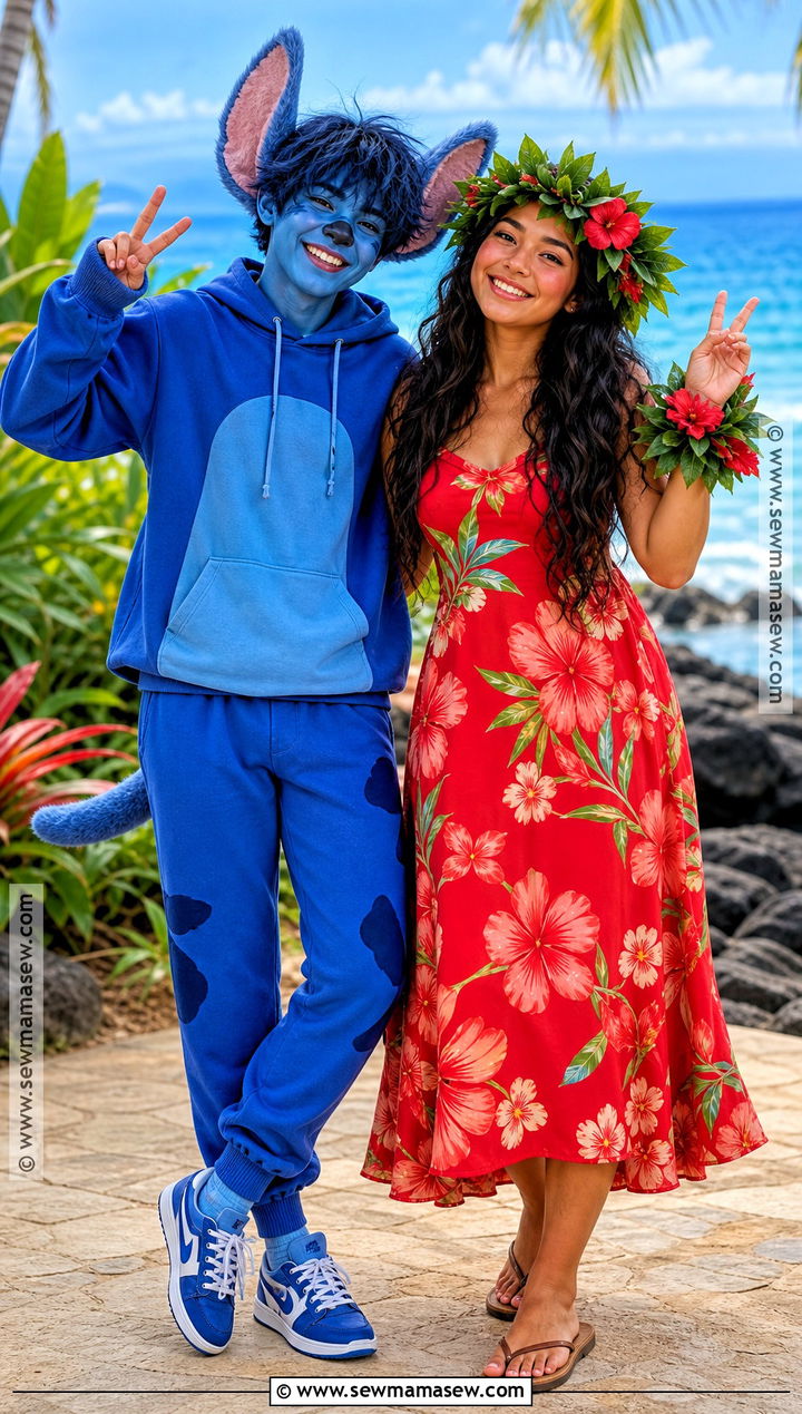 Blue Alien And Island Girl Duo Costume - 35 easy duo halloween costumes