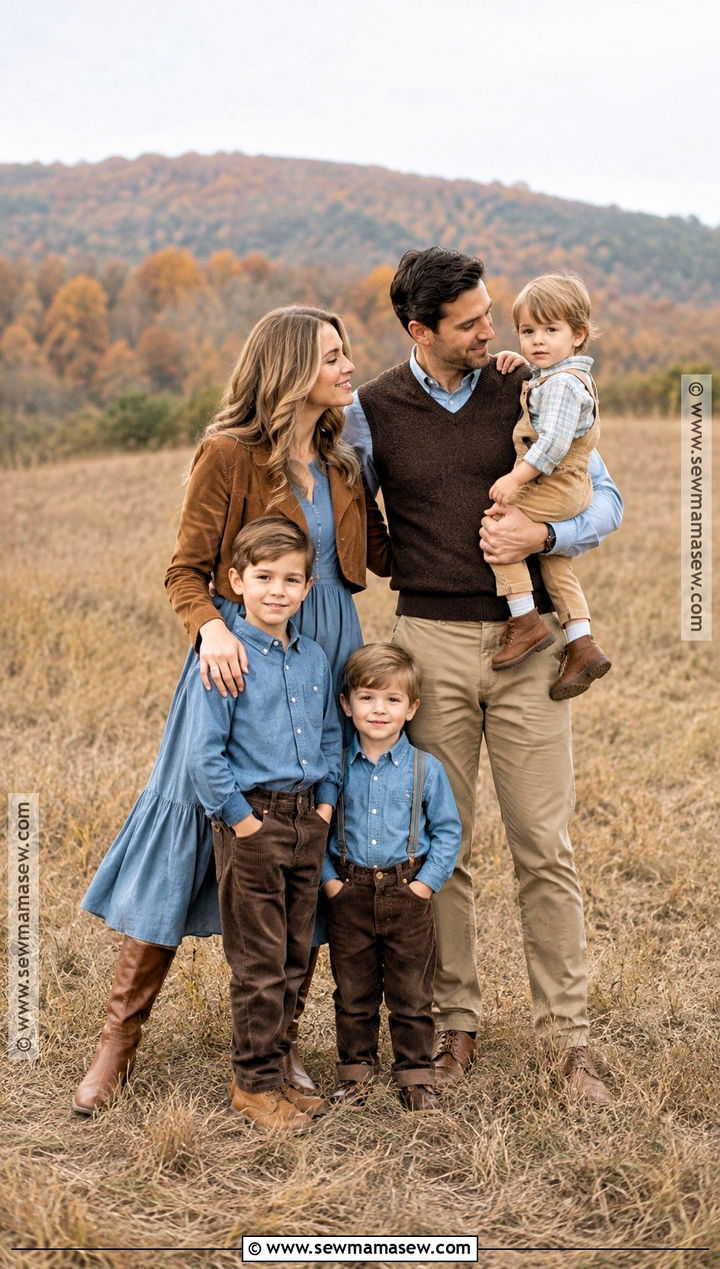 Blue And Brown Family Photoshoot Outfits - 15 autumn family photoshoot outfit ideas
