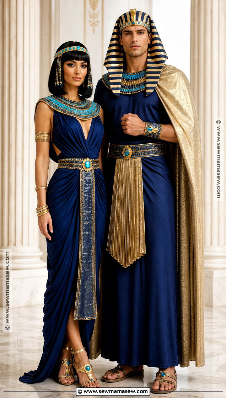 Blue And Gold Cleopatra Couple Costume - 30 cleopatra couple costume ideas