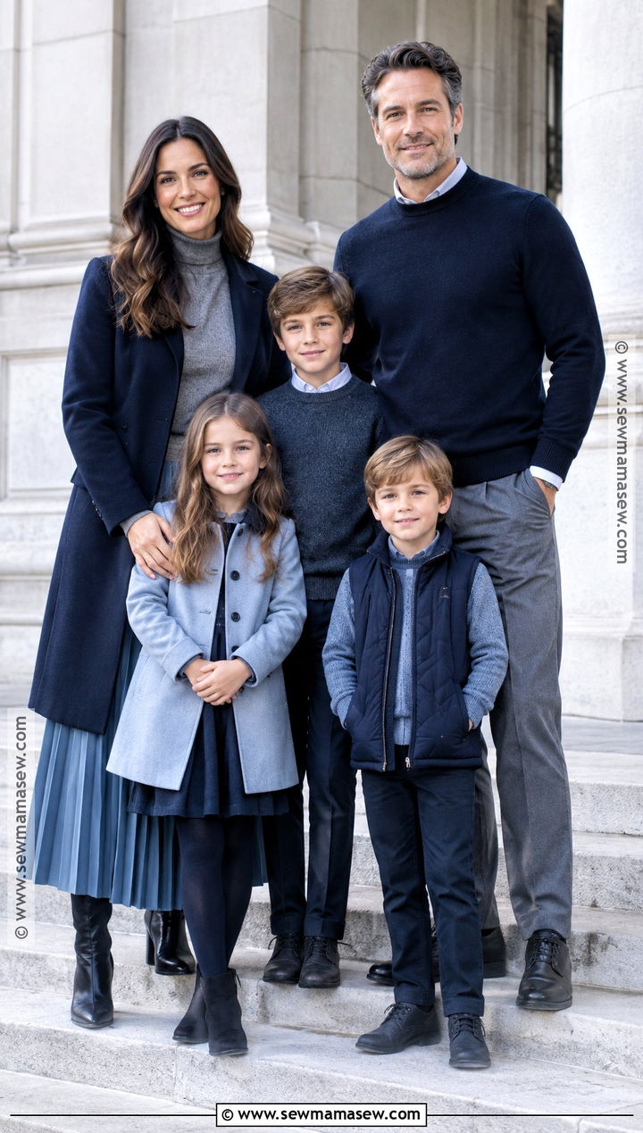 Blue And Gray Monochrome Family Outfit - 20 blue fall family pictures outfits