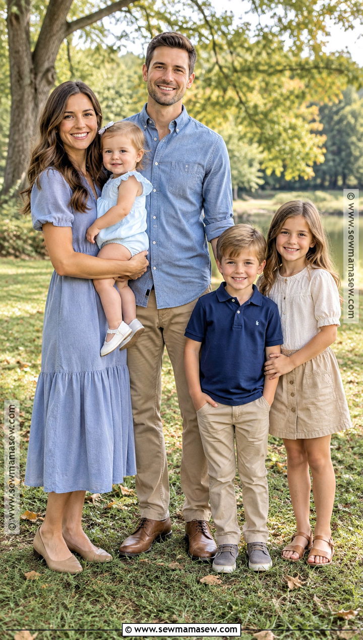 Blue And Khaki Family Portrait Outfit - 20 Fall Family Portraits Outfits