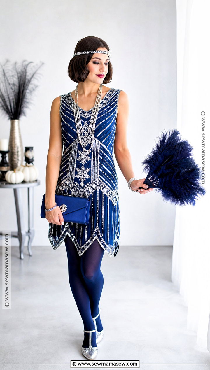 Blue Art Deco Flapper Halloween Costume - 30 flapper halloween costumes