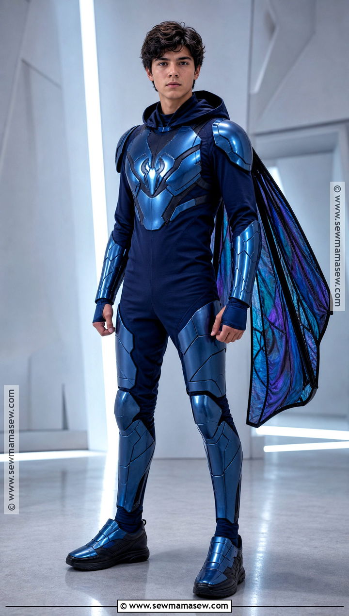 Blue Beetle Costume With Metallic Blue Armor - 30 super hero costume ideas