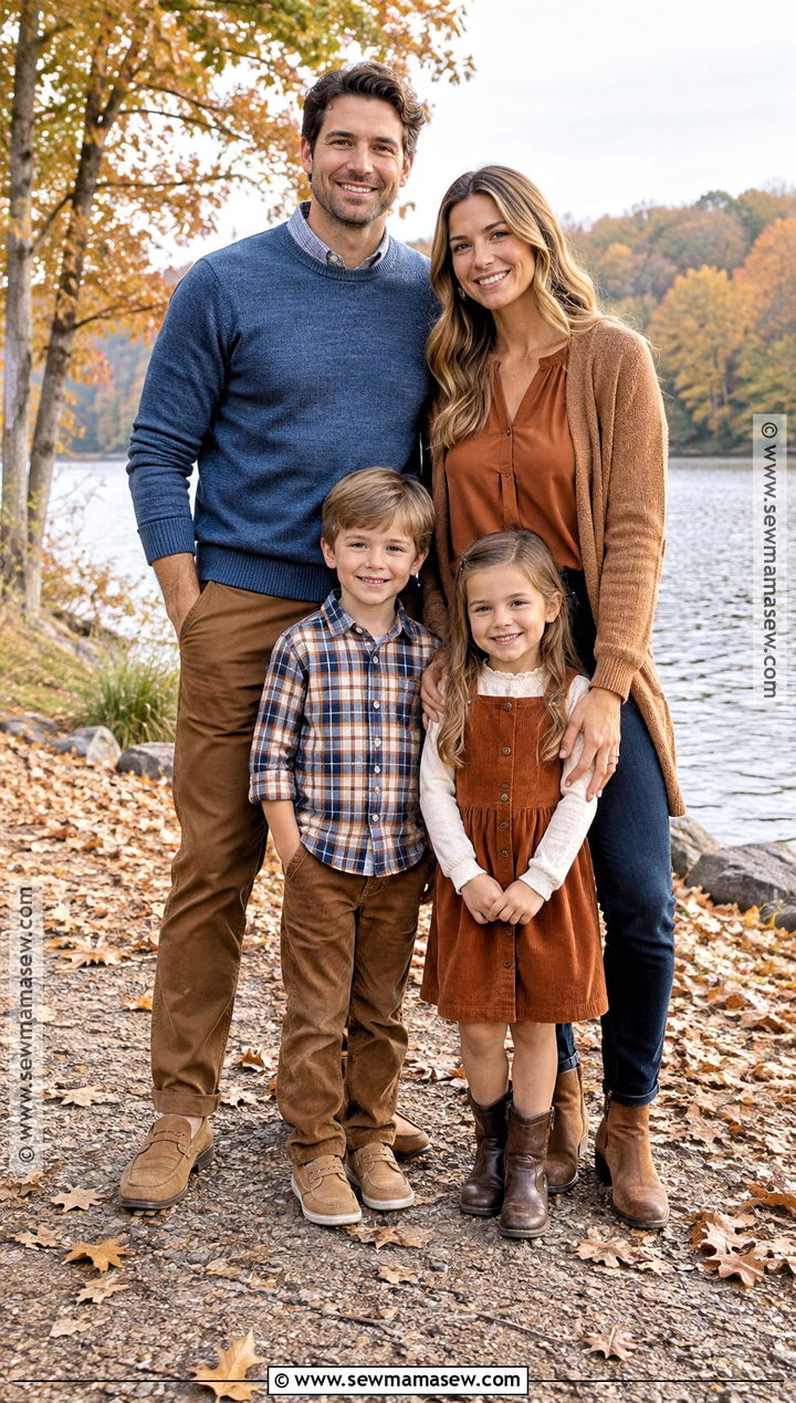 Blue Brown And Copper Family Outfit - 15 casual fall picture outfits for family