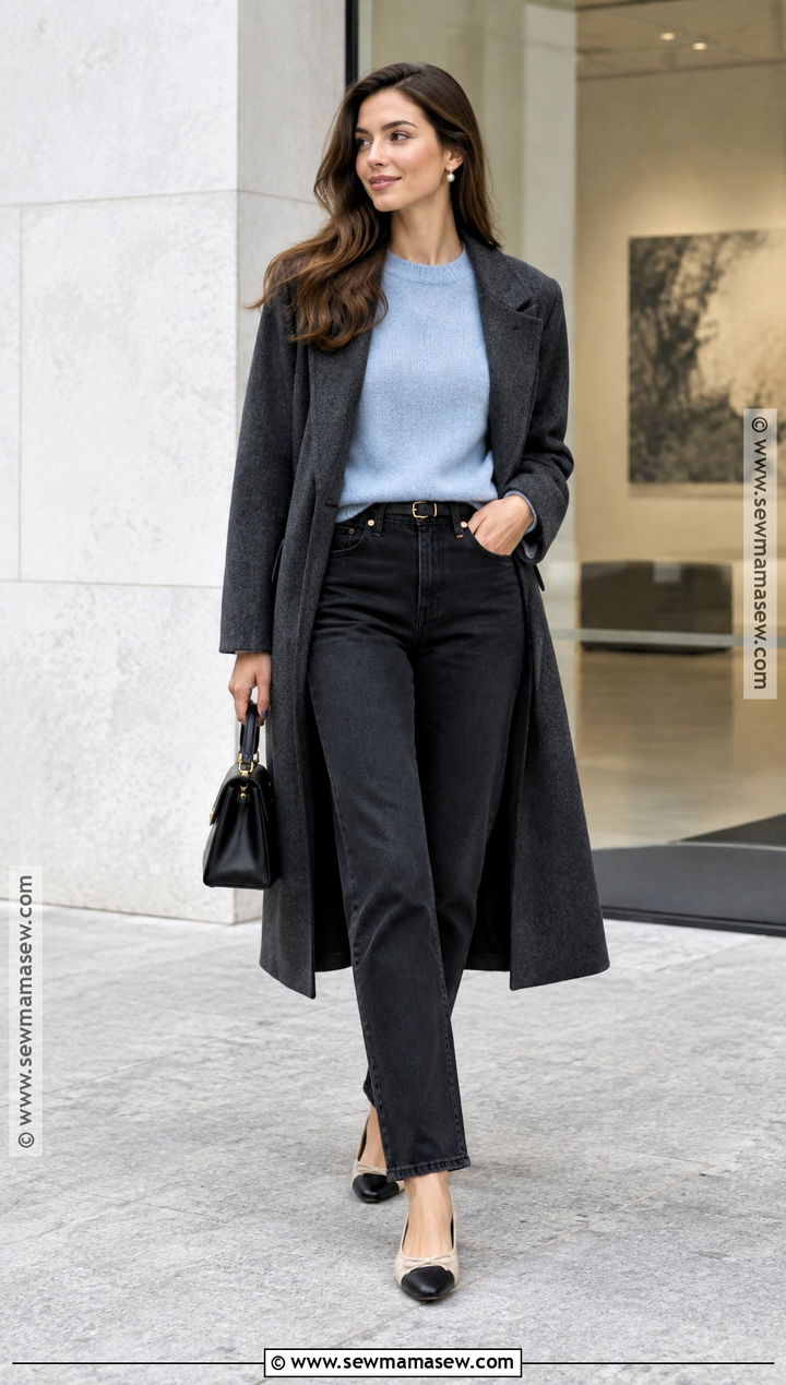Blue Cashmere Sweater And Black Jeans Outfit - 20 Sweater And Jeans Outfit Fall