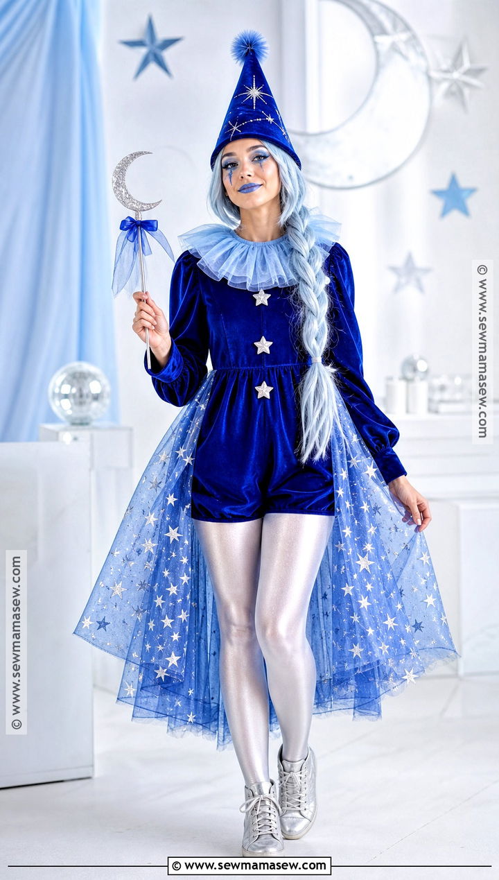 Blue Clown Costume With Star Details - 30 Costume Clown Ideas