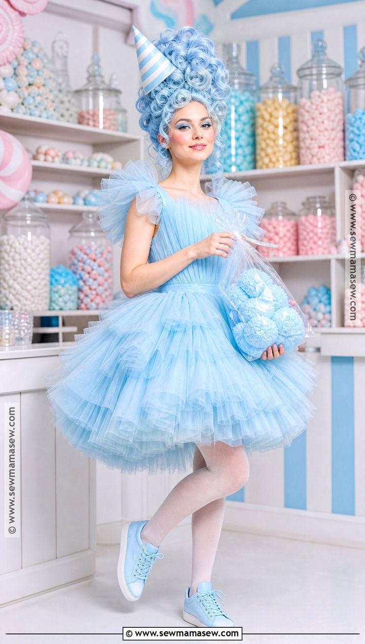 Blue Cotton Candy Costume With Fluffy Hair - 30 halloween costumes blue hair