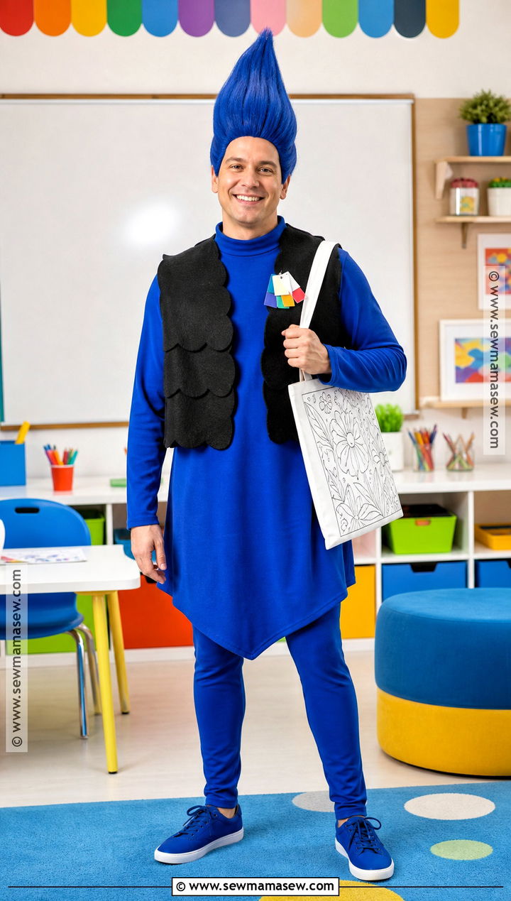 Blue Crayon Costume With Pointed Hair - 30 blue hair costume ideas