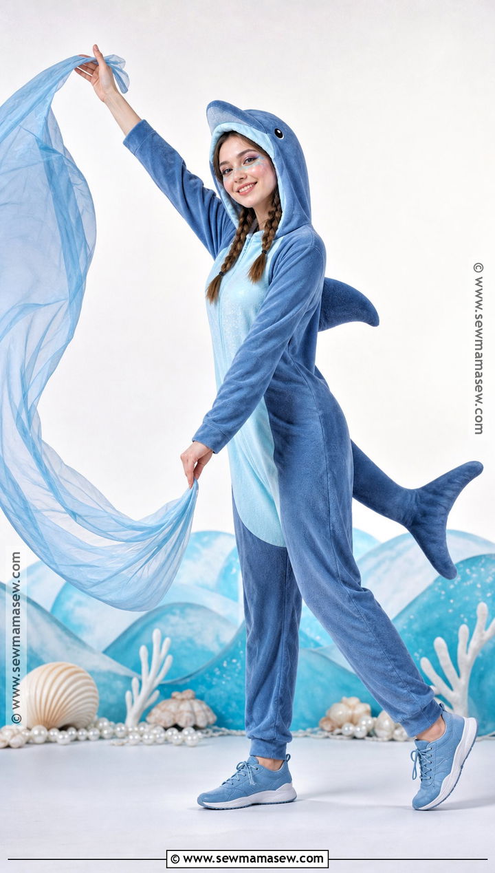 Blue Dolphin Costume With Curved Fin - 35 animal costume ideas