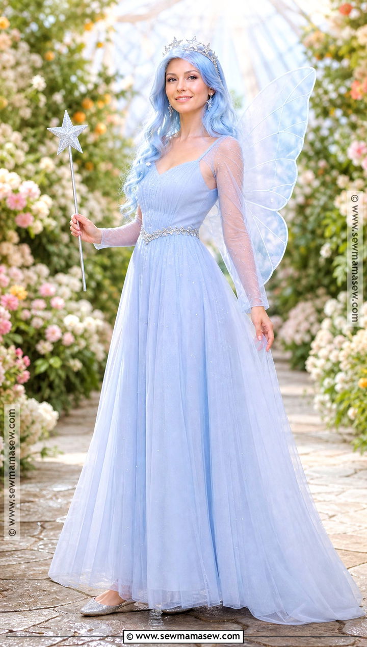 Blue Fairy Costume With Wavy Hair - 30 blue hair costume ideas