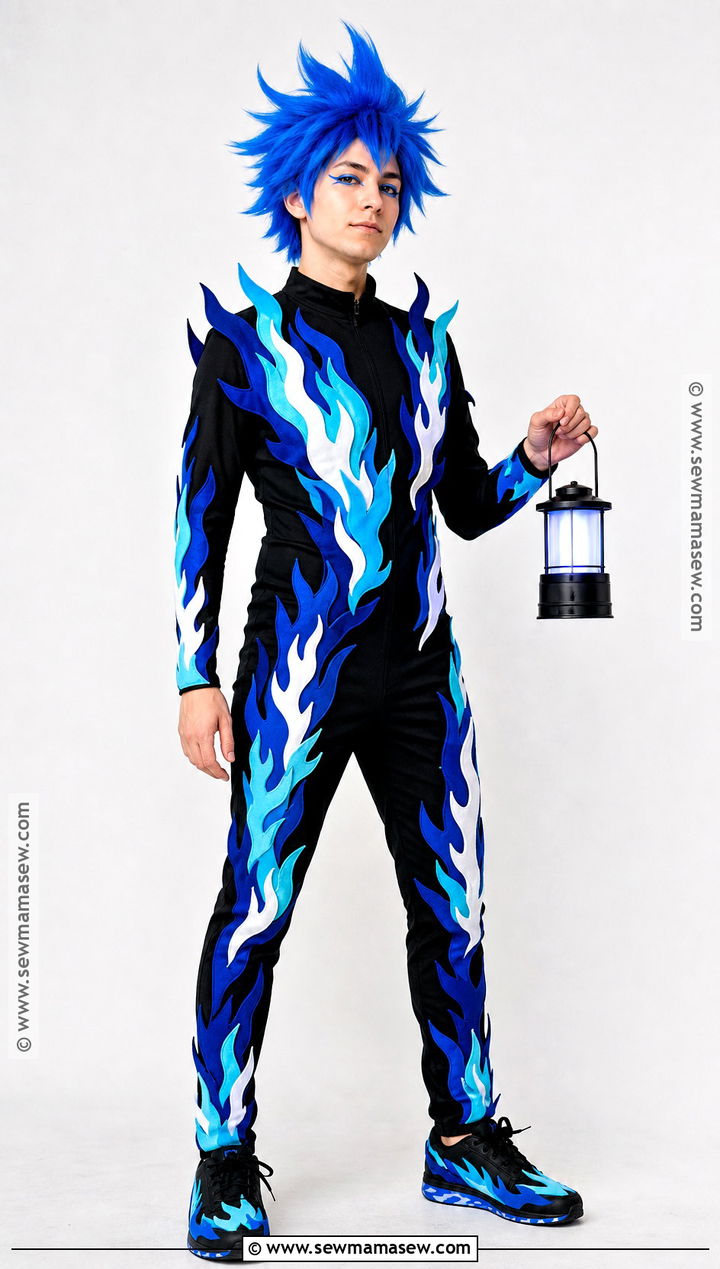 Blue Flame Costume With Spiked Hair - 30 halloween costumes blue hair