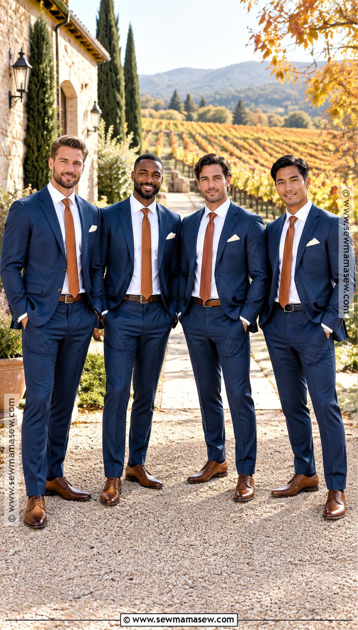 Blue Groomsmen Suit With Copper Tie - 15 groomsmen outfits fall wedding