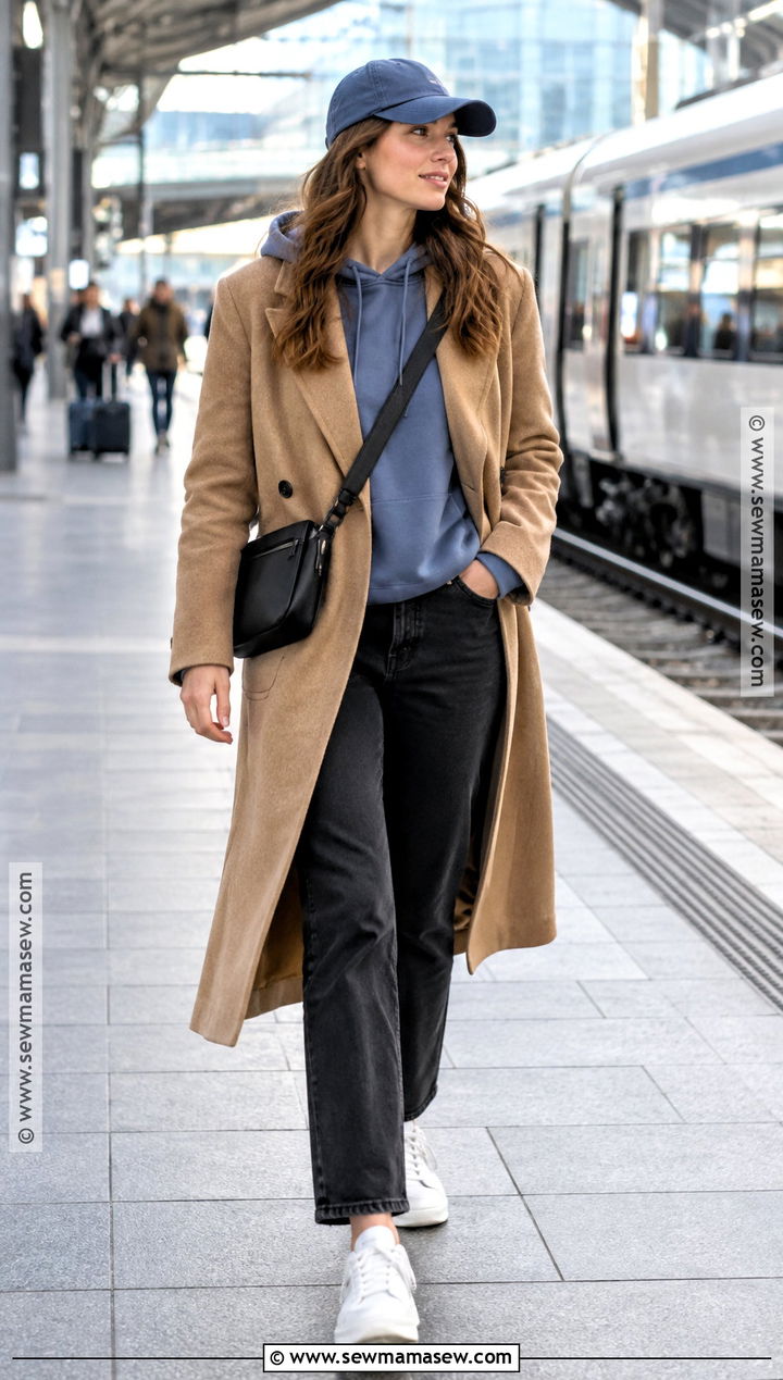 Blue Hoodie And Wool Coat Outfit - 20 blue fall outfits