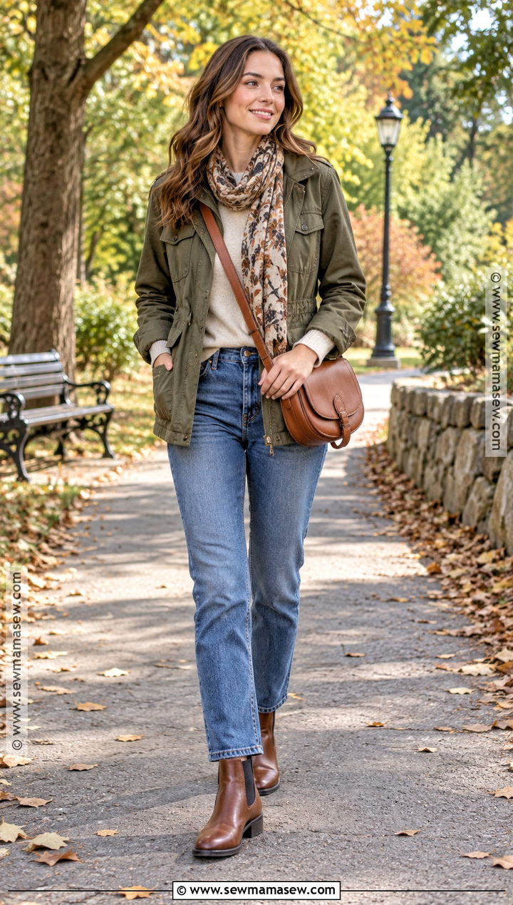 Blue Jeans With Olive Jacket And Chelsea Boots - 20 blue jeans fall outfit