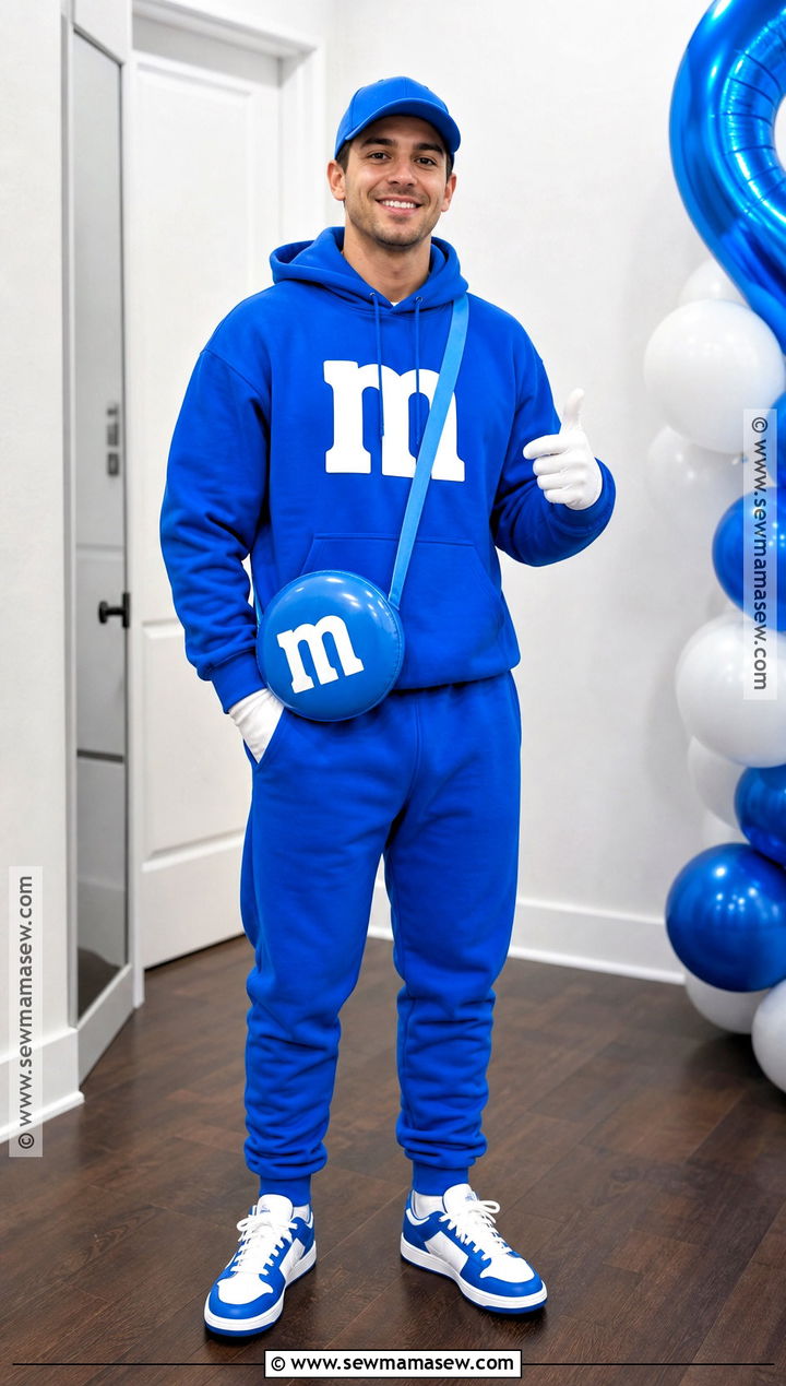 Blue MandM Costume With Sneakers - 40 m&m costume ideas