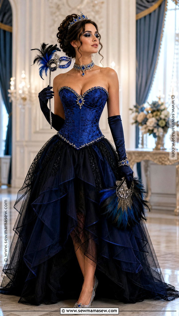 Blue Masquerade Queen Corset Costume - 35 Blue Corset Halloween Costumes