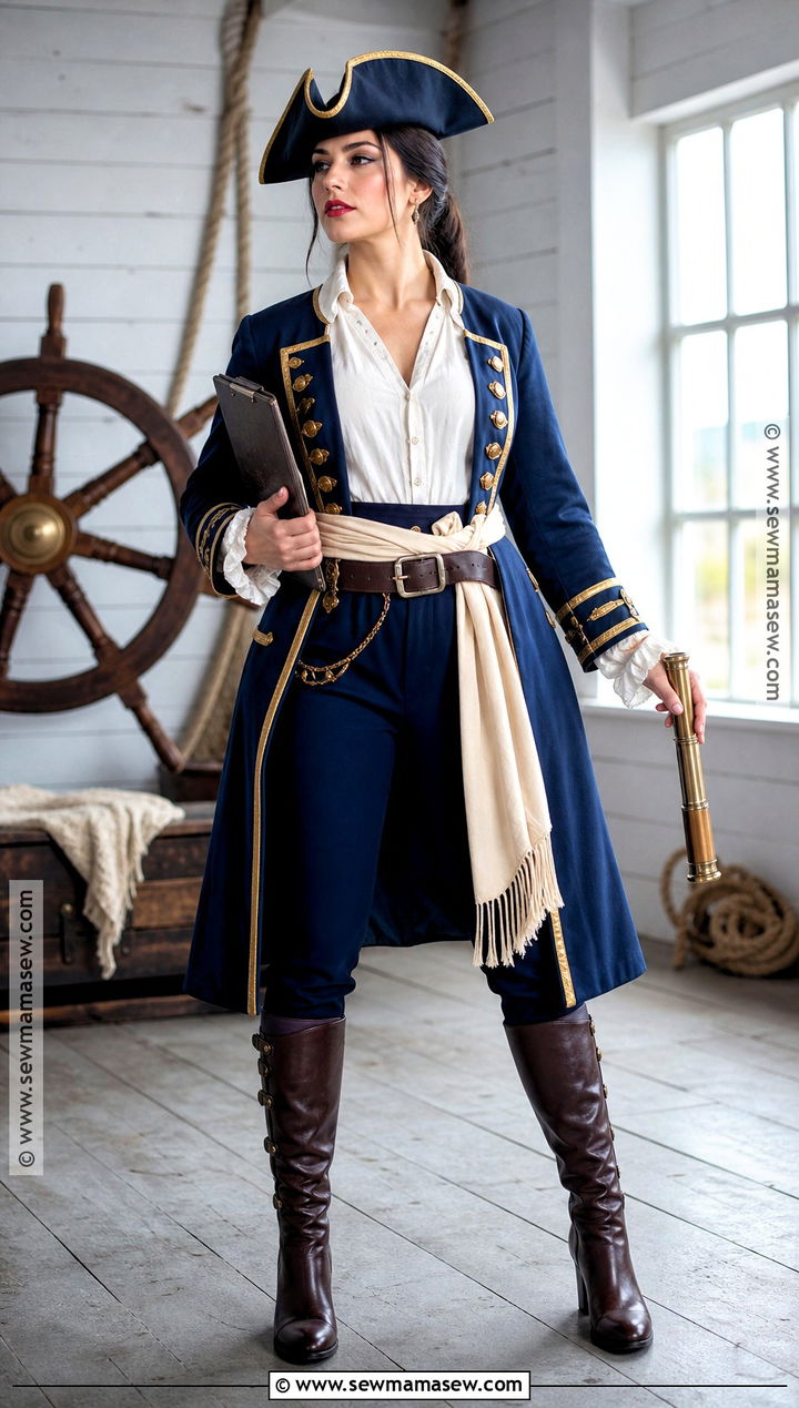 Blue Naval Pirate Costume - 50 pirate costume ideas for women