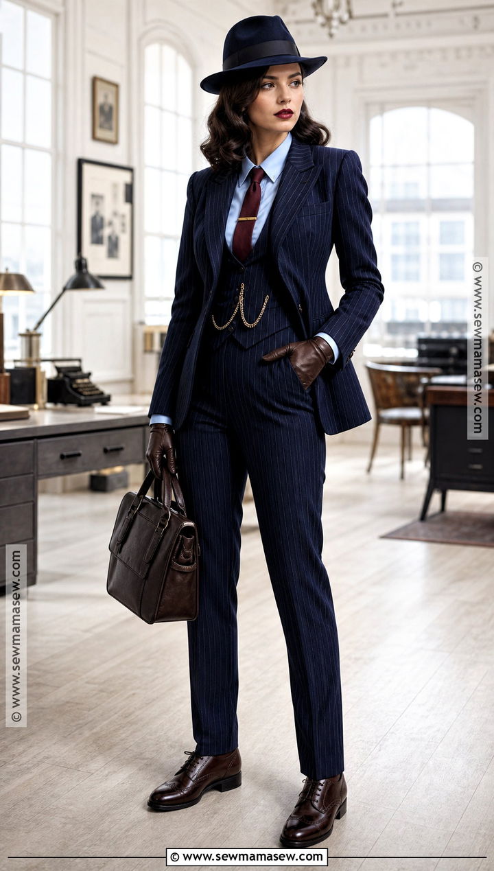 Blue Pinstripe Mobster Costume - 30 mobster costume ideas for females