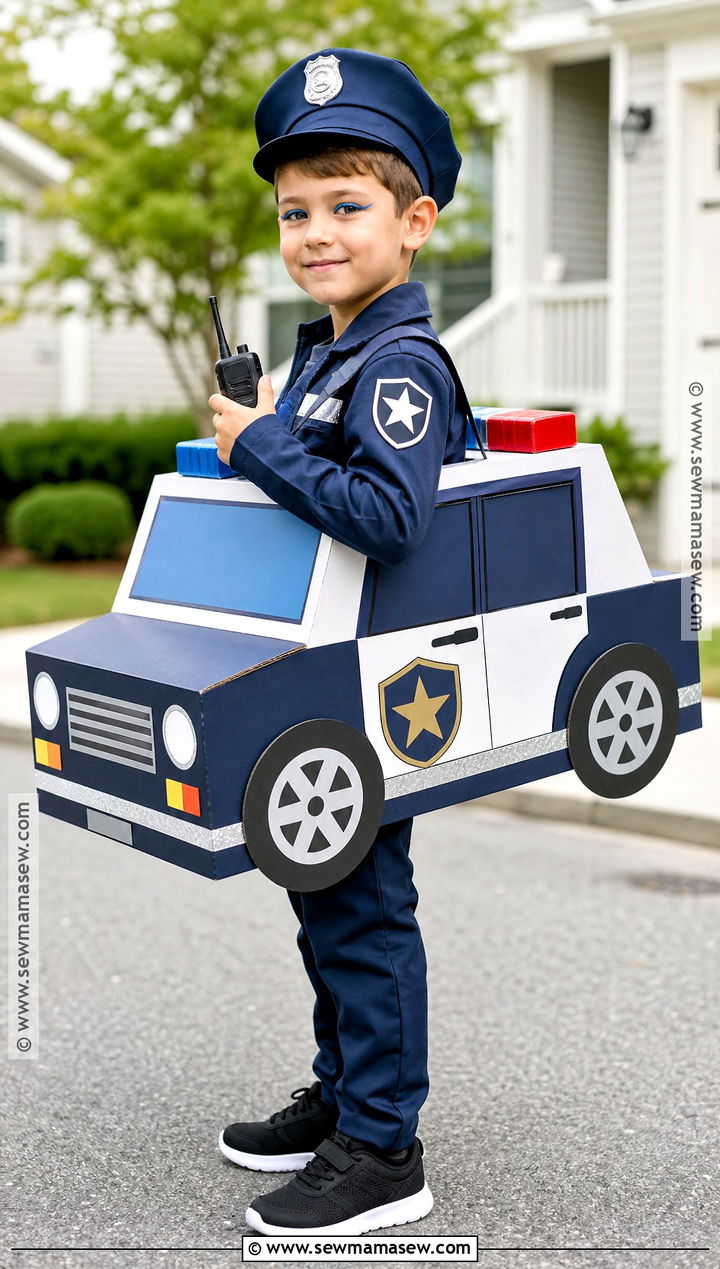 Blue Police Car Costume - 30 car costume ideas