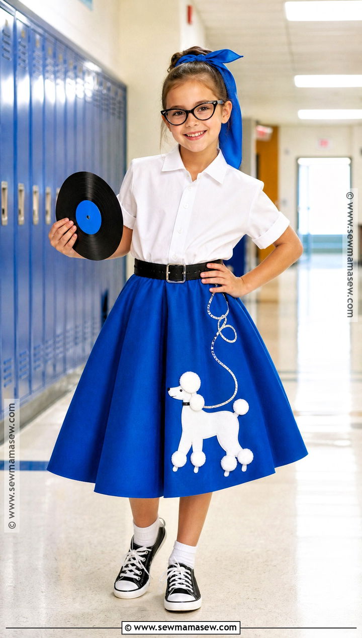 Blue Poodle Skirt 50th Day of School Outfit - 30 50th day of school dress up ideas