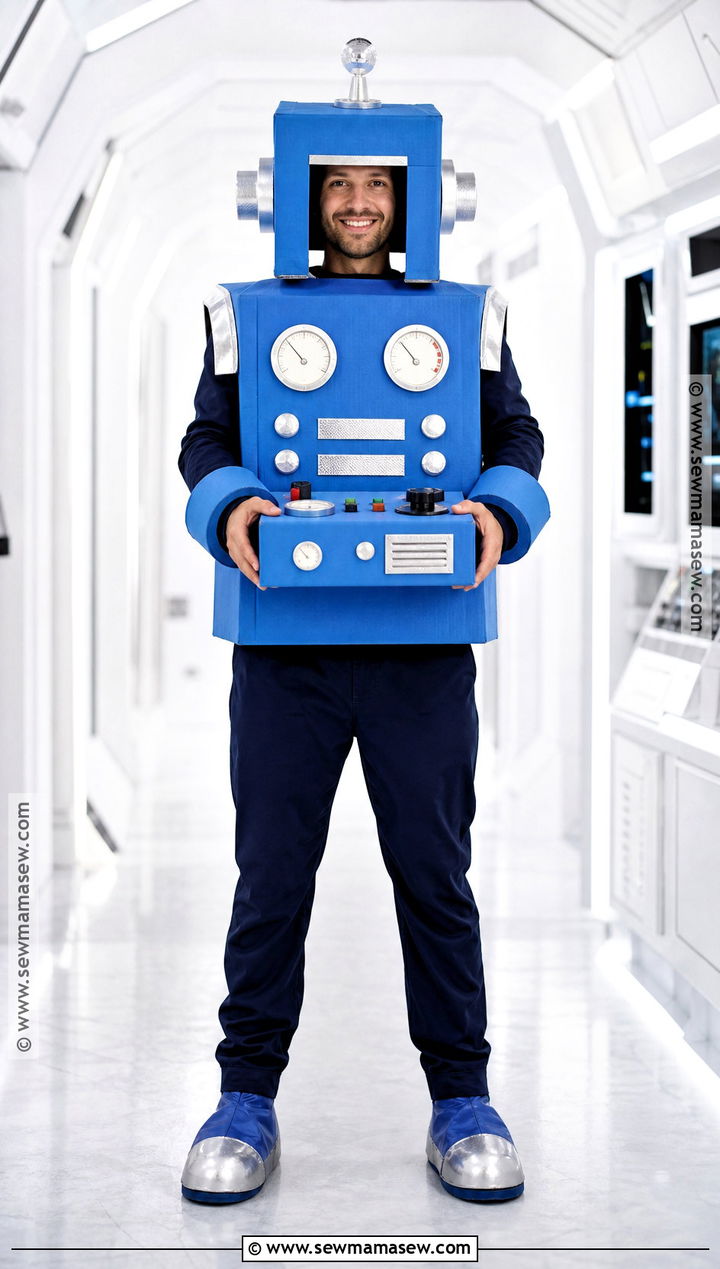 Blue Robot Cardboard Costume - 30 blue costumes