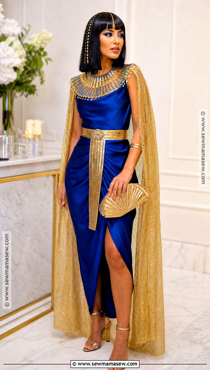 Blue Satin Cleopatra Outfit - 30 Cleopatra Halloween Outfit Ideas