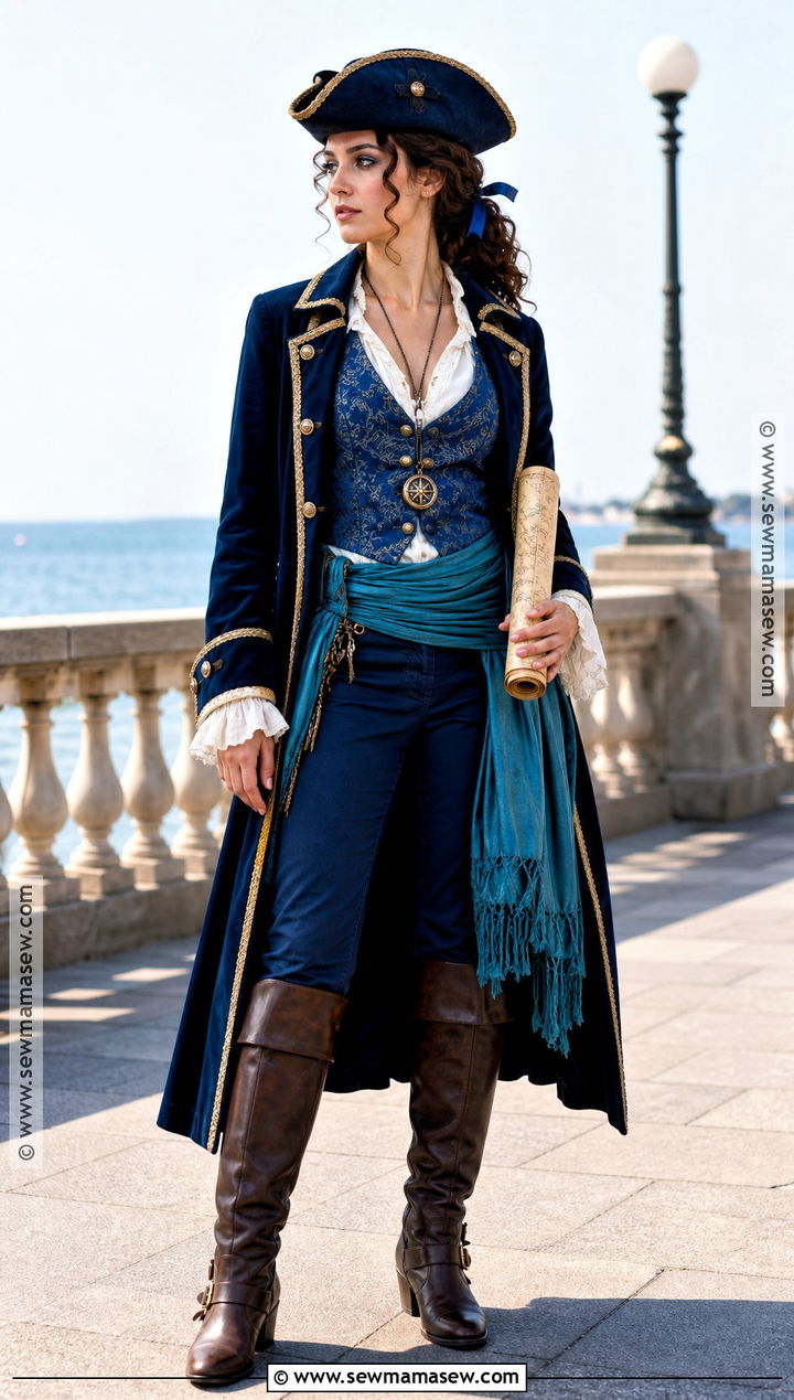 Blue Sea Captain Pirate Costume - 30 cute pirate costume ideas for women