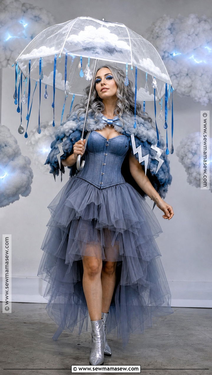 Blue Storm Cloud Corset Costume - 35 Blue Corset Halloween Costumes