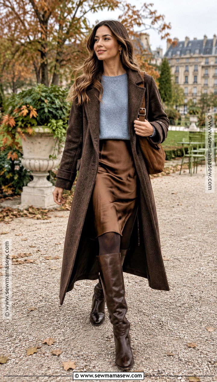 Blue Sweater Over A Slip Dress - 15 Autumn Blue Knitwear Ideas